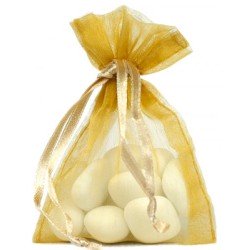 10 Organdybeutel, 7,5 x 10 cm, gold