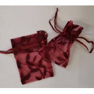 10 sacchetti in organza, bordeaux semplice, 7,5 x 10 cm