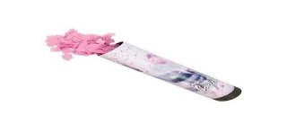 Konfettikanone zur Geburt, mit rosa Papier