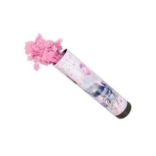 Konfettikanone zur Geburt, mit rosa Papier