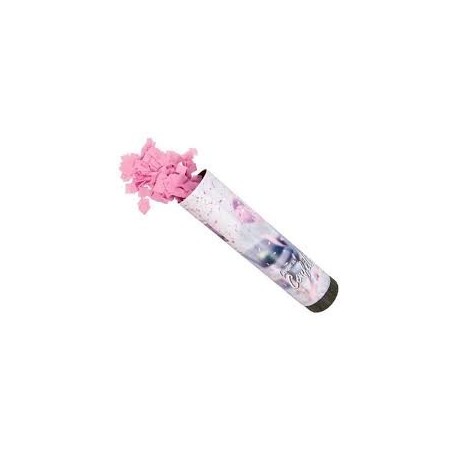 Canon à confettis pour naissance, avec papier rose
