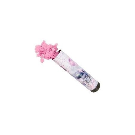 Konfettikanone zur Geburt, mit rosa Papier