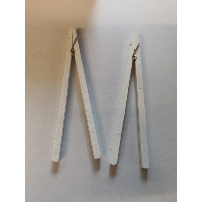 4 pinces bois, dimension 15 cm, blanc