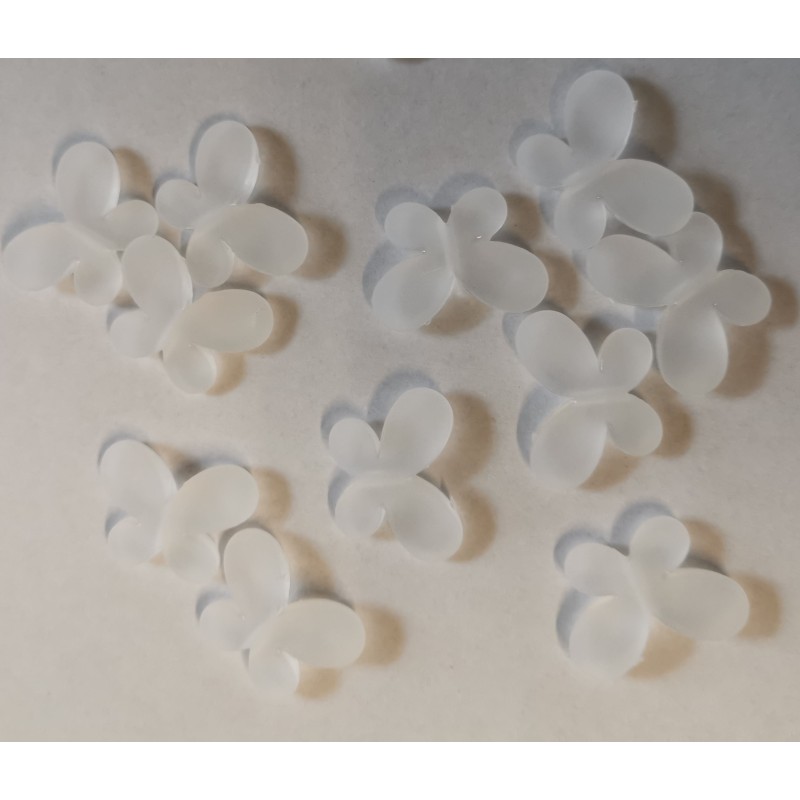 12 papillons satinées, 2cm,  blanc