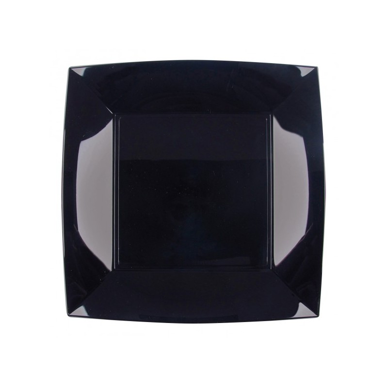8 Assiettes plate, 23 x 23 cm, noir