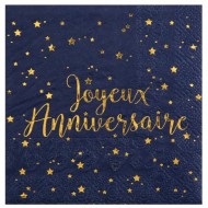 20 Papierservietten 3plis "Joyeux Anniversaire" 12,5x12,5 cm.