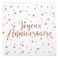 20 Papierservietten 3plis "Joyeux Anniversaire" 12,5x12,5 cm.