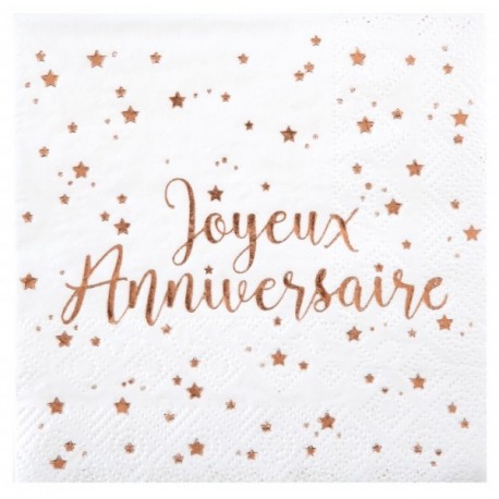 20 tovaglioli di carta 3plis "Joyeux Anniversaire" 12,5x12,5cm.