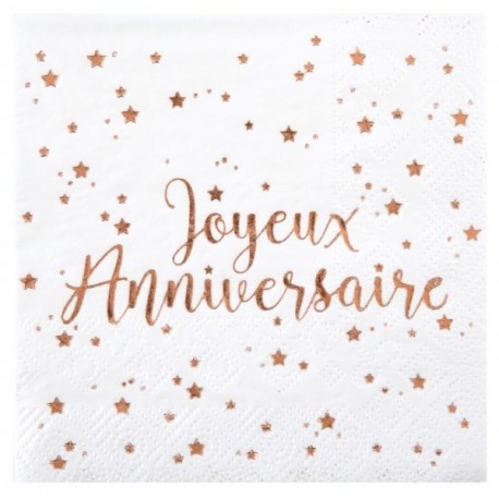 20 tovaglioli di carta 3plis "Joyeux Anniversaire" 12,5x12,5cm.