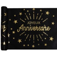 Runner da tavola "Joyeux Anniversaire"( buon compleanno) 30cm x 5m, scintillante