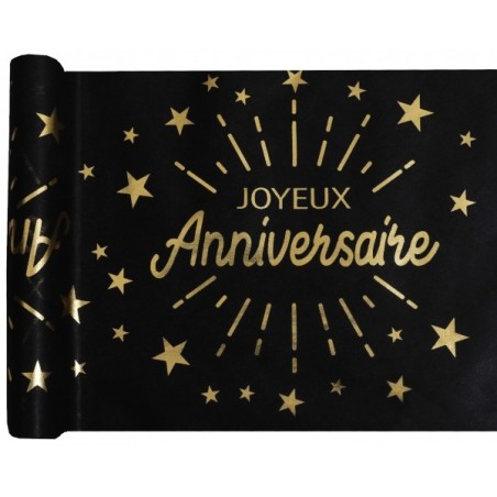 Tischläufer "Joyeux Anniversaire" 30cm x 5m, funkelnd