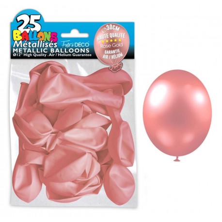 25 ballons métal rose gold