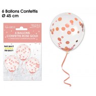 Sacchetto di 6 palloncini con coriandoli, rosa antico