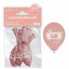 Bustina 6 Palloncini Metallizzato Joyeux Anniversaire( buon compleanno)rosa antico.