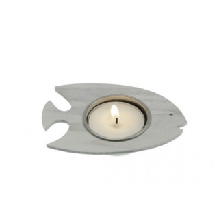 1 candeliere pesce in legno, sabbia, 10 cm x 7 cm