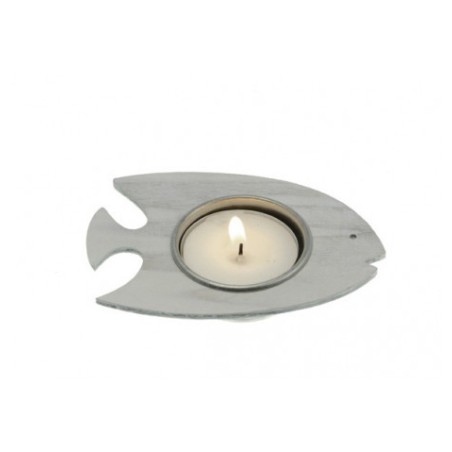 1 candeliere pesce in legno, sabbia, 10 cm x 7 cm