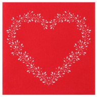12 Tovaglioli cuore, 40x40cm, rosso