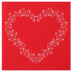 12 Servietten Herz, 40x40cm, rot