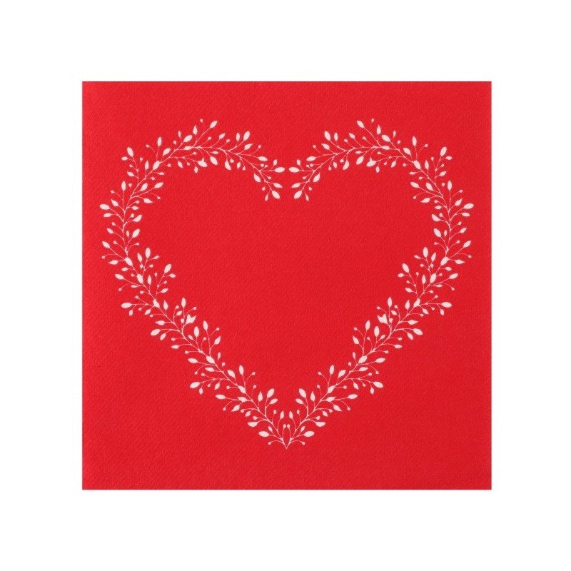 12 Servietten Herz, 40x40cm, rot
