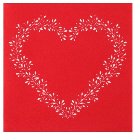 12 Servietten Herz, 40x40cm, rot
