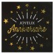 10 tovaglioli di compleanno scintillanti, scritte in oro nero