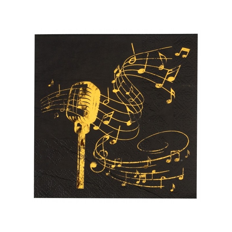 20 Servietten, Goldscheibe, 12,5 x 12,5 cm, schwarz
