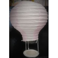 Lanterne mongolfière rose et blanche, papier, Ø22cm