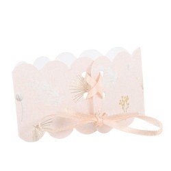 8 portatovaglioli Boho cipria e oro 16 cm x 4 cm con nastro di raso cipria
