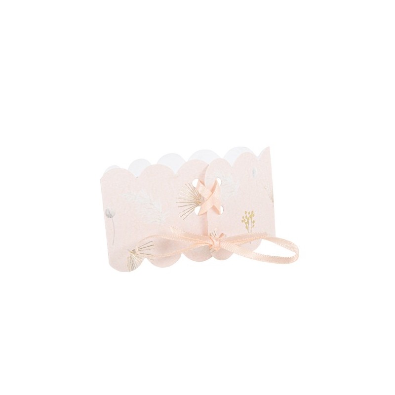 8 Ronds de serviette Boho blush et or 16cm x 4cm avec ruban satin blush