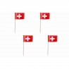 100 Piques drapeaux Suisse, 8cm, bois et papier