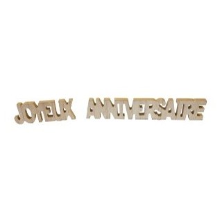 Decorazione da tavola in legno "Joyeux anniversaire", 3D, 2 elementi 20 cm x 4 cm x 0,4 cm