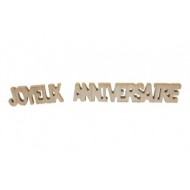 Tischdekoration "Joyeux Anniversaire" aus Holz, 3D, 2 Elemente 20 cm x 4 cm x 0,4 cm