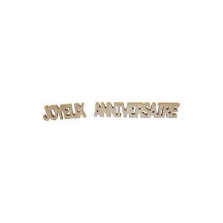 Tischdekoration "Joyeux Anniversaire" aus Holz, 3D, 2 Elemente 20 cm x 4 cm x 0,4 cm