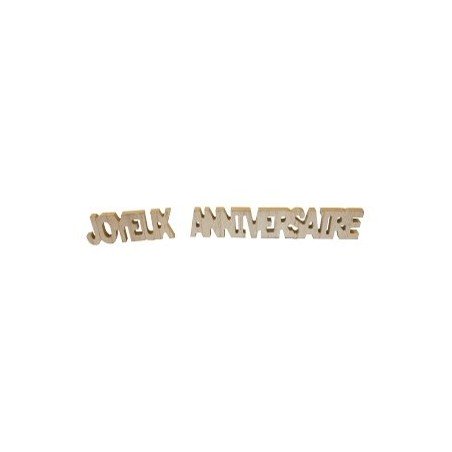 Decorazione da tavola in legno "Joyeux anniversaire", 3D, 2 elementi 20 cm x 4 cm x 0,4 cm