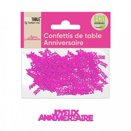 Confettis fuchsia "joyeux anniversaire" Eco responsable papier