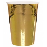 10 bicchieri in cartoncino oro lucido, ø 7,8 x 9,7 cm, 27cl