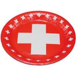 8 Assiettes avec croix Suisse Ø 23cm