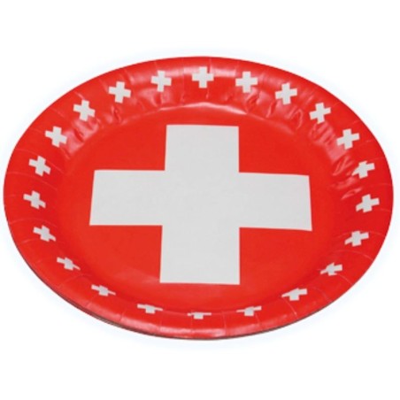 8 Teller mit Schweizerkreuz Ø 23cm