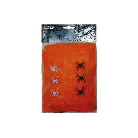 Toile d'araignée orange incl. 5 araignées 100g