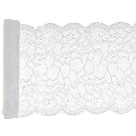 Runner da tavola in pizzo premium, bianco, 18 cm x 3 m