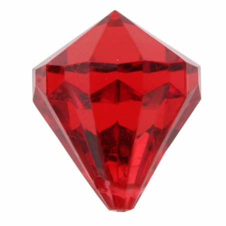6 Perles Pampille diamant rouge, percées, 2,2 x 2.8 cm