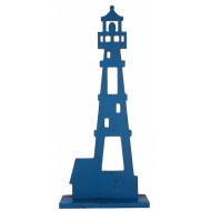 Grand phare en bois, bleu, 16.5 x 6 x 38.5 cm