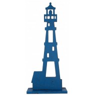 Grande faro in legno, blu, 16,5 x 6 x 38,5 cm