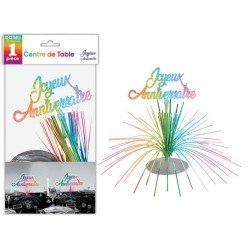 Centre de table joyeux anniversaire, multicolore