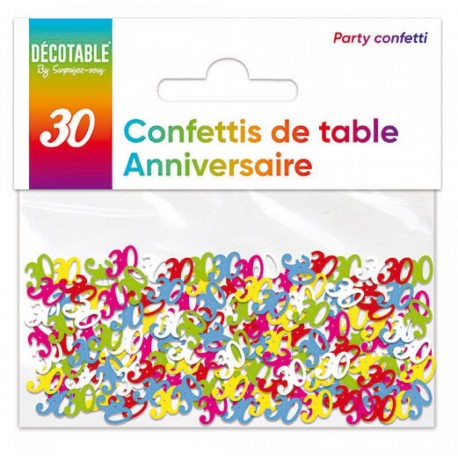 Confettis de table multicolore en papier 30 ans