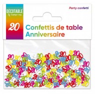 Confettis de table multicolore en papier 20 ans