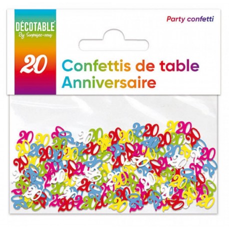 Confettis de table multicolore en papier 20 ans