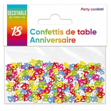 Confettis de table multicolore en papier 18 ans