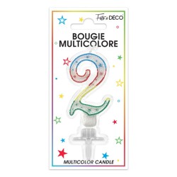 Candela numero 2 multicolore