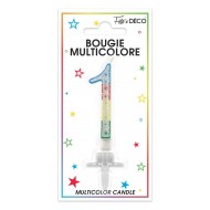 Bougie chiffre 1 multicolore